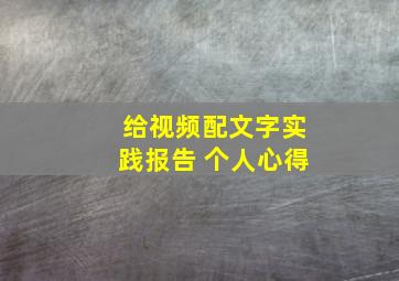 给视频配文字实践报告 个人心得